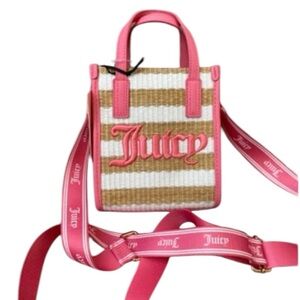 Juicy Couture Embroidered Gelato Mini Tote Bag – Pink & White Striped Crossbody